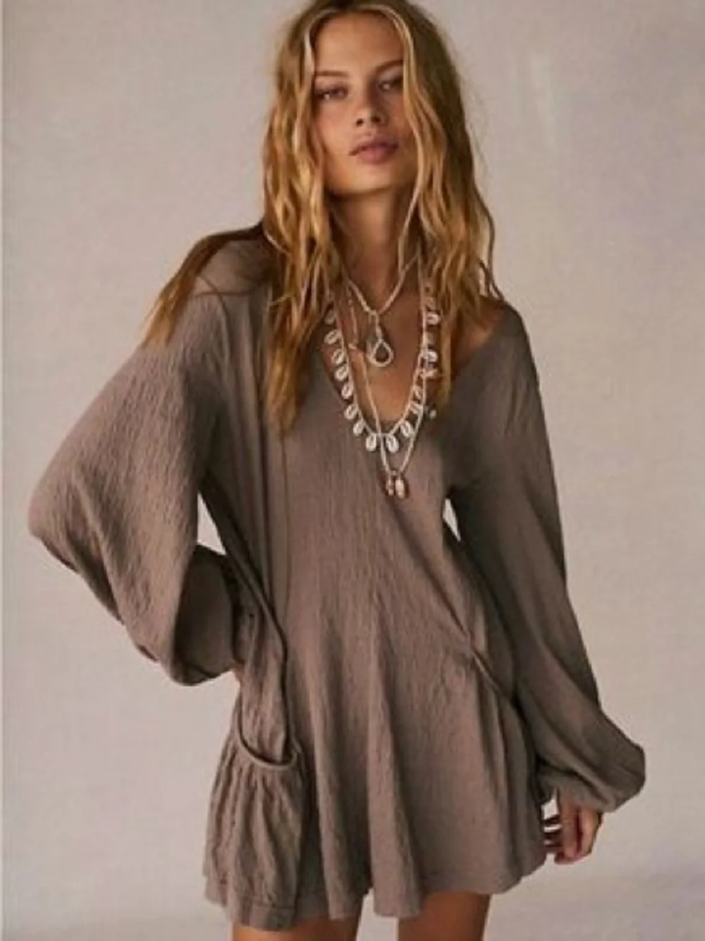 Free People Beach Bayside Mini Dress in brown size medium